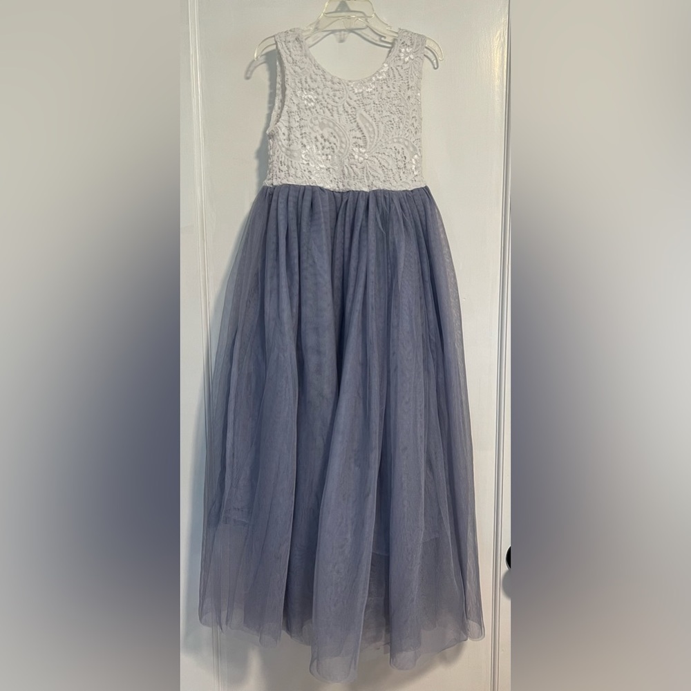 Flower Girl Dress, Blue Lace